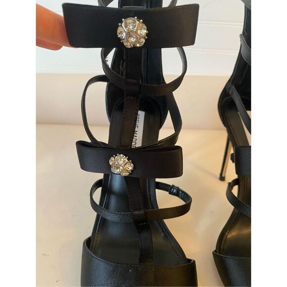 Steve Madden Sinclair Satin Rhinestone Embellished Strappy Dress Sandals Size 7 - Picture 5 of 10